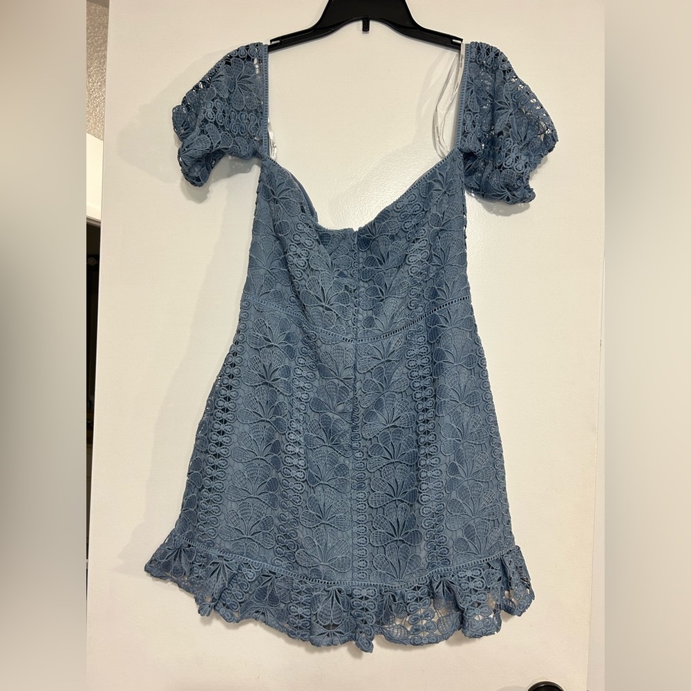 Elegant Blue Off-Shoulder Mini Dress NWT - Picture 7 of 9